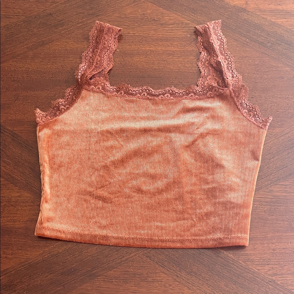 Forever 21 Rust Lace Trim Crop Top